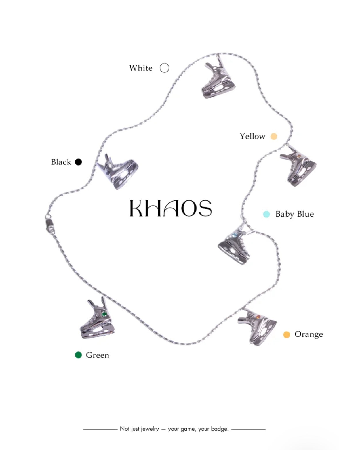 KHAOS "Ice Hockey" Skate Pendant Necklace – S925 Sterling Silver with Zircon Accents