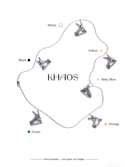 KHAOS "Ice Hockey" Skate Pendant Necklace – S925 Sterling Silver with Zircon Accents